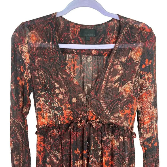 Intermix Silk Red Paisley Maxi Dress Size Small - Picture 13 of 14